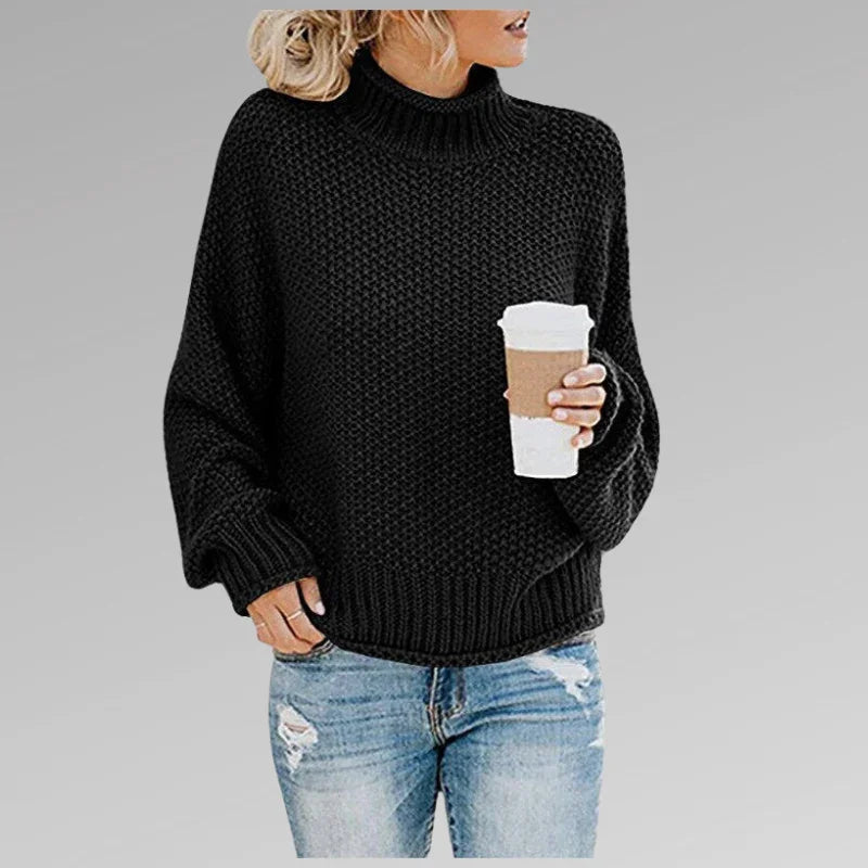 Pull Femme à Manches Longues Col Montant Chic 2