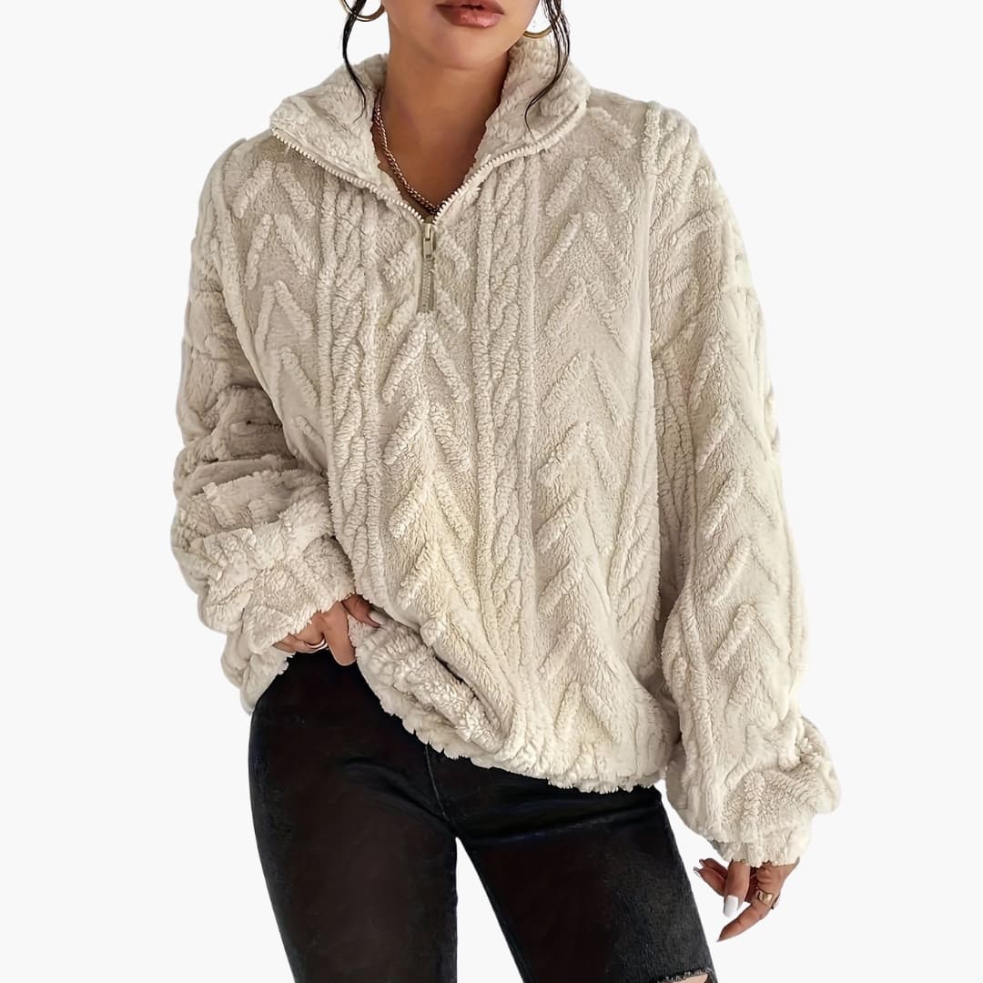 Pull Femme à Mi-Zip et Motif de Câble 1