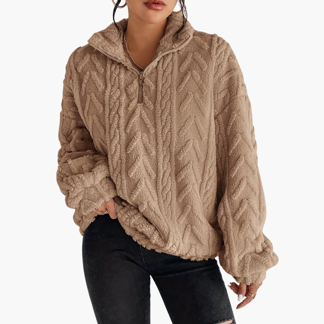 Pull Femme à Mi-Zip et Motif de Câble 2
