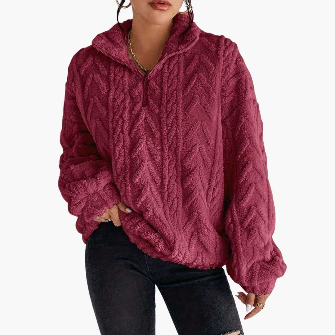 Pull Femme à Mi-Zip et Motif de Câble 4