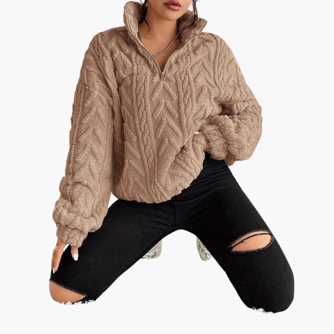 Pull Femme à Mi-Zip et Motif de Câble 6