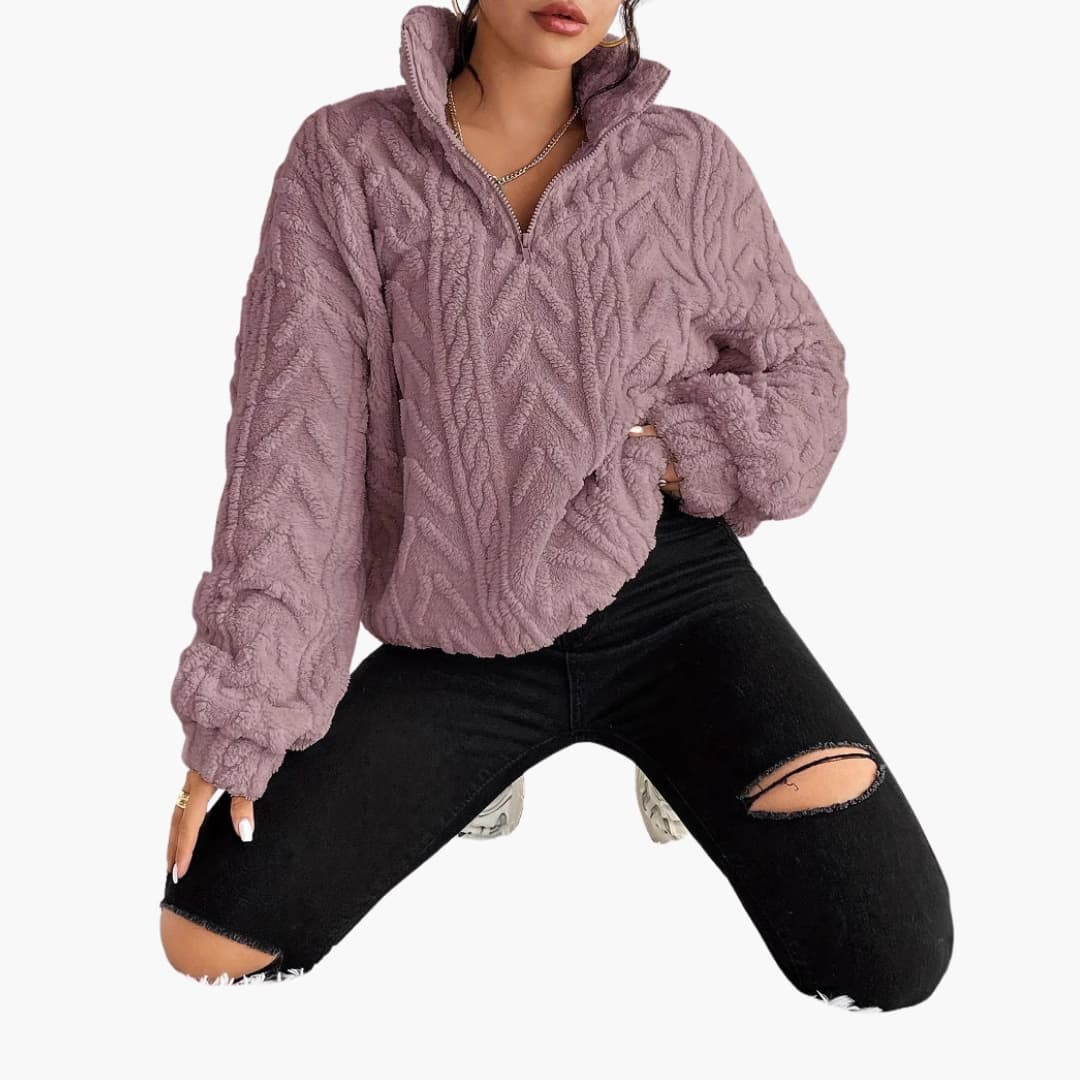 Pull Femme à Mi-Zip et Motif de Câble 7