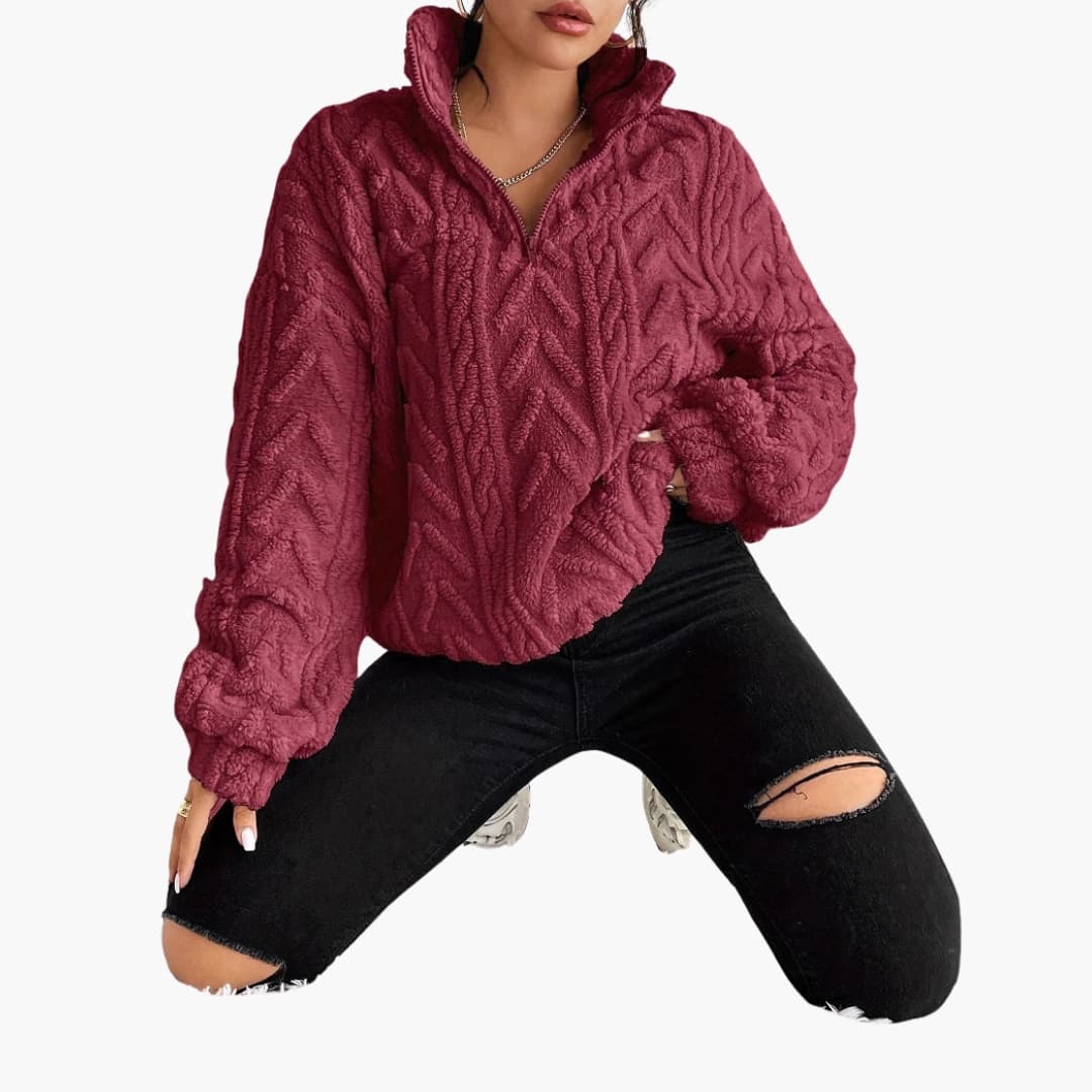 Pull Femme à Mi-Zip et Motif de Câble 8