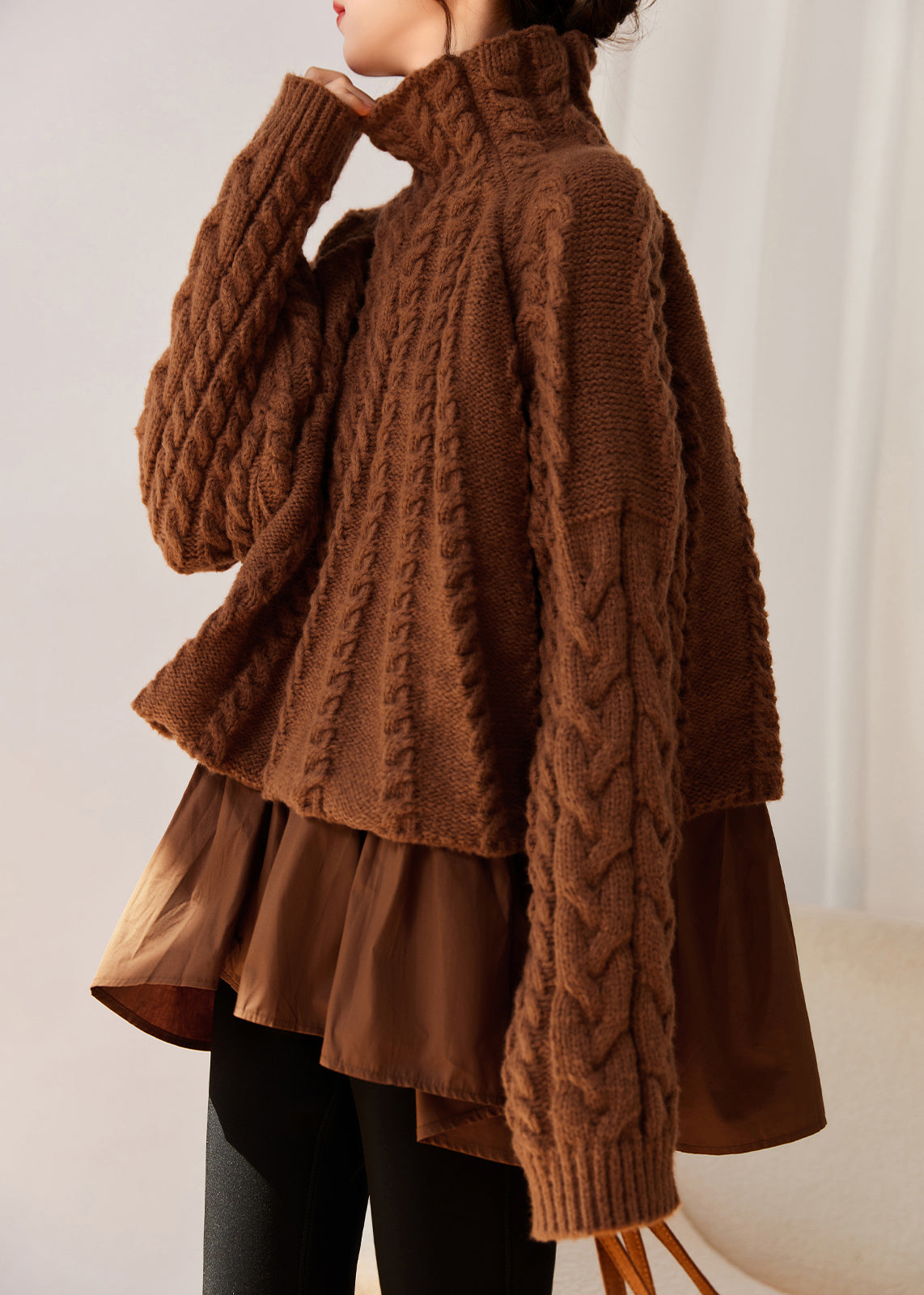 Pull Hiver Col Haut Caramel 0