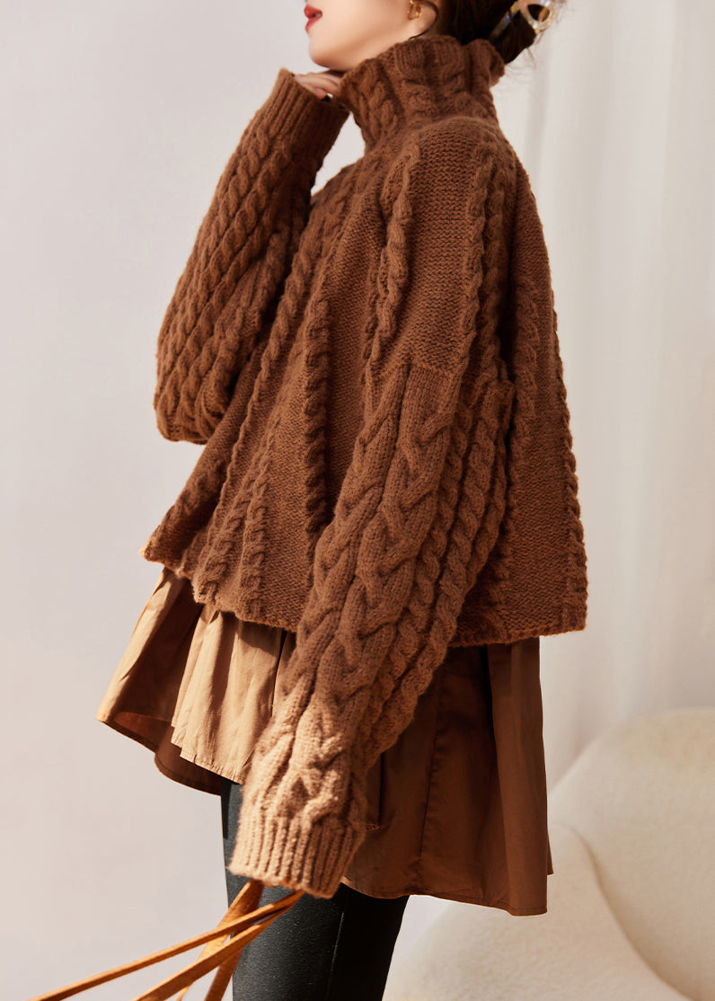 Pull Hiver Col Haut Caramel 2