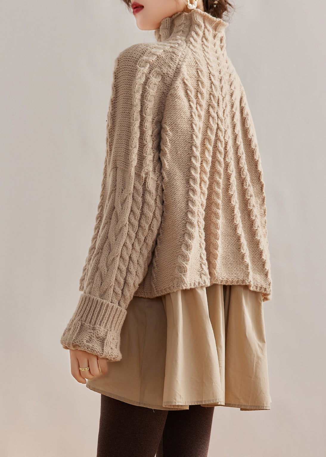 Pull Hiver Col Haut Caramel 3