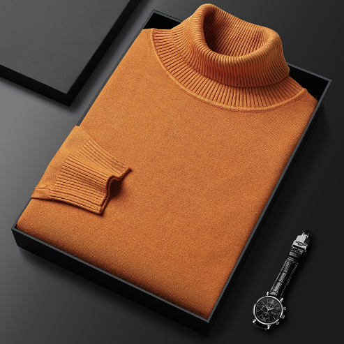Pull Homme Col Roulé Ajusté en Tissu Doux 10