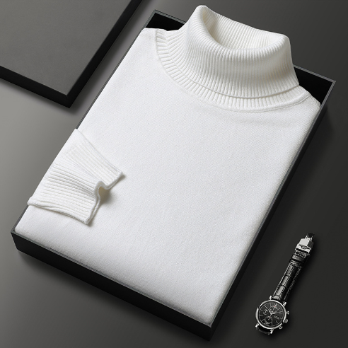 Pull Homme Col Roulé Ajusté en Tissu Doux 11