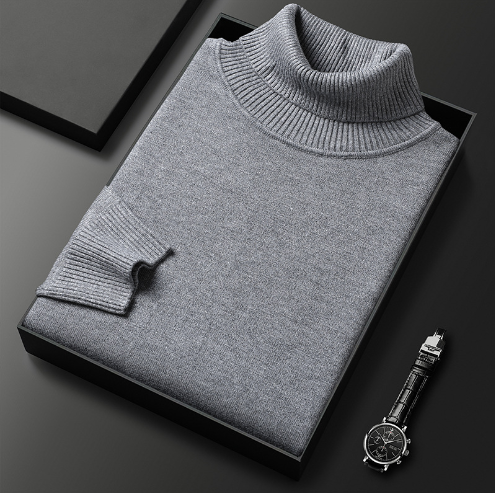 Pull Homme Col Roulé Ajusté en Tissu Doux 2