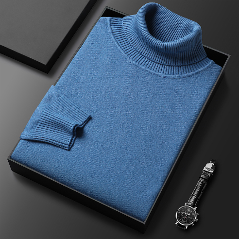 Pull Homme Col Roulé Ajusté en Tissu Doux 6