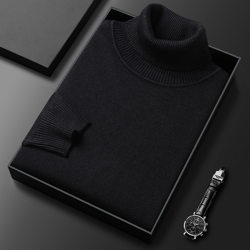 Pull Homme Col Roulé Ajusté en Tissu Doux 7