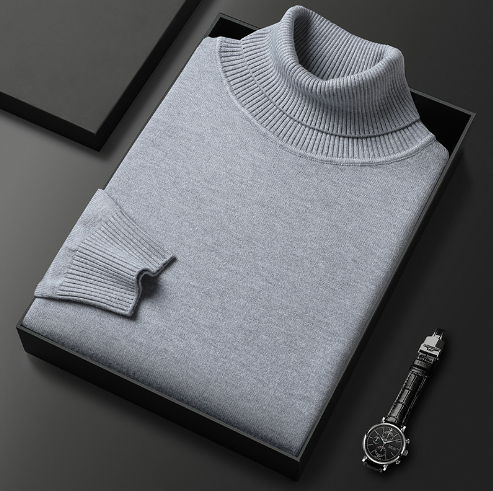 Pull Homme Col Roulé Ajusté en Tissu Doux 9