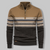 Pull Homme Col Zippé Quart Motif Norvégien Tissu Mélangé Doux 3