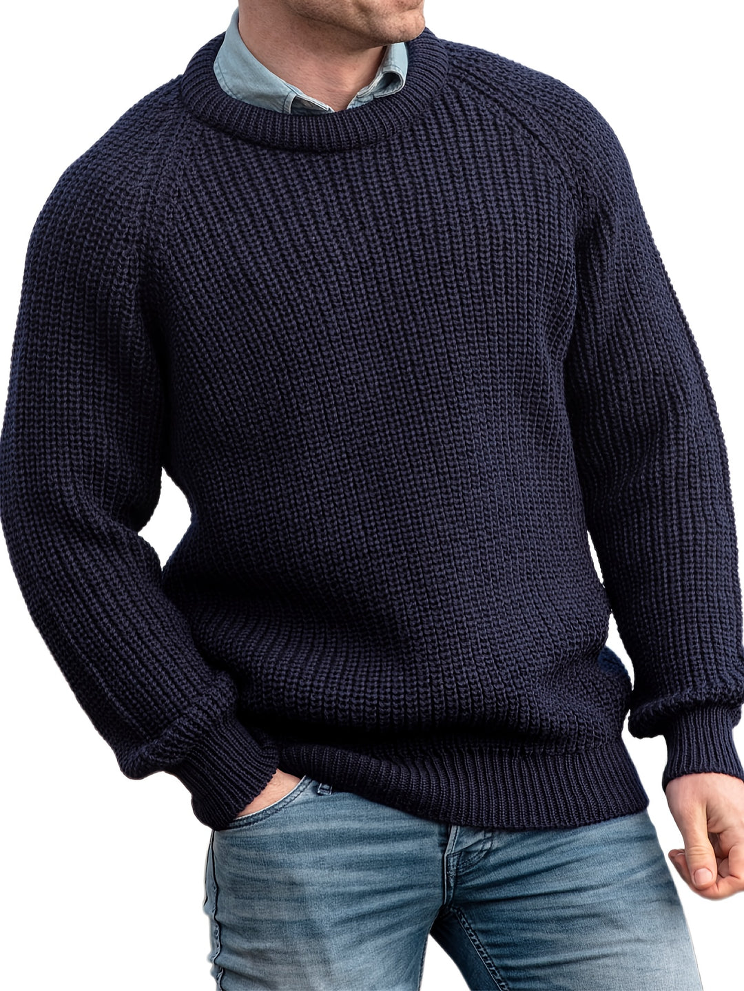 Pull Homme Hiver Col Rond Classique Confortable 0