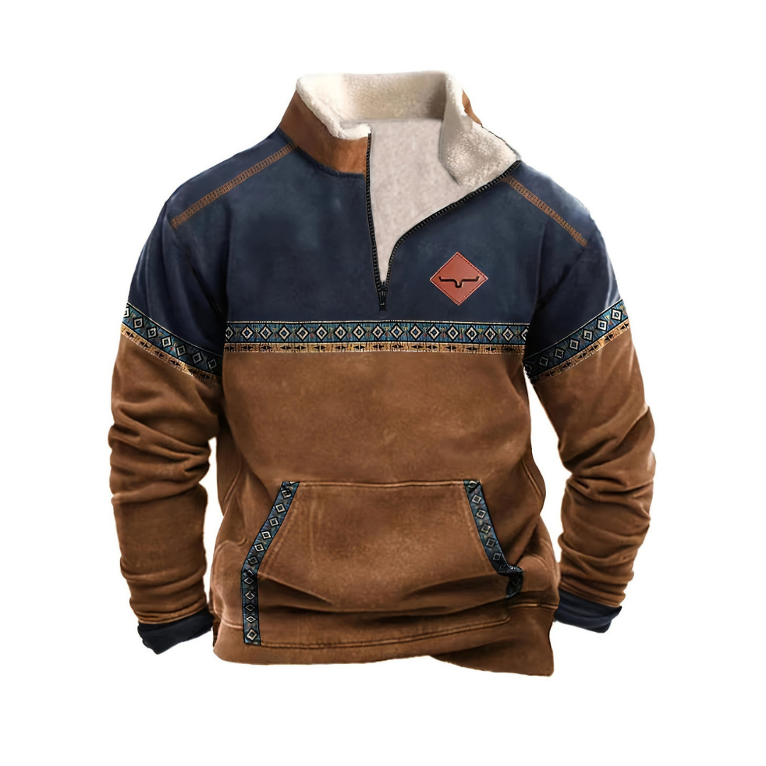 Pull Homme Manches Longues Casual Mélange de Tissus Doux avec Fermeture Éclair 0