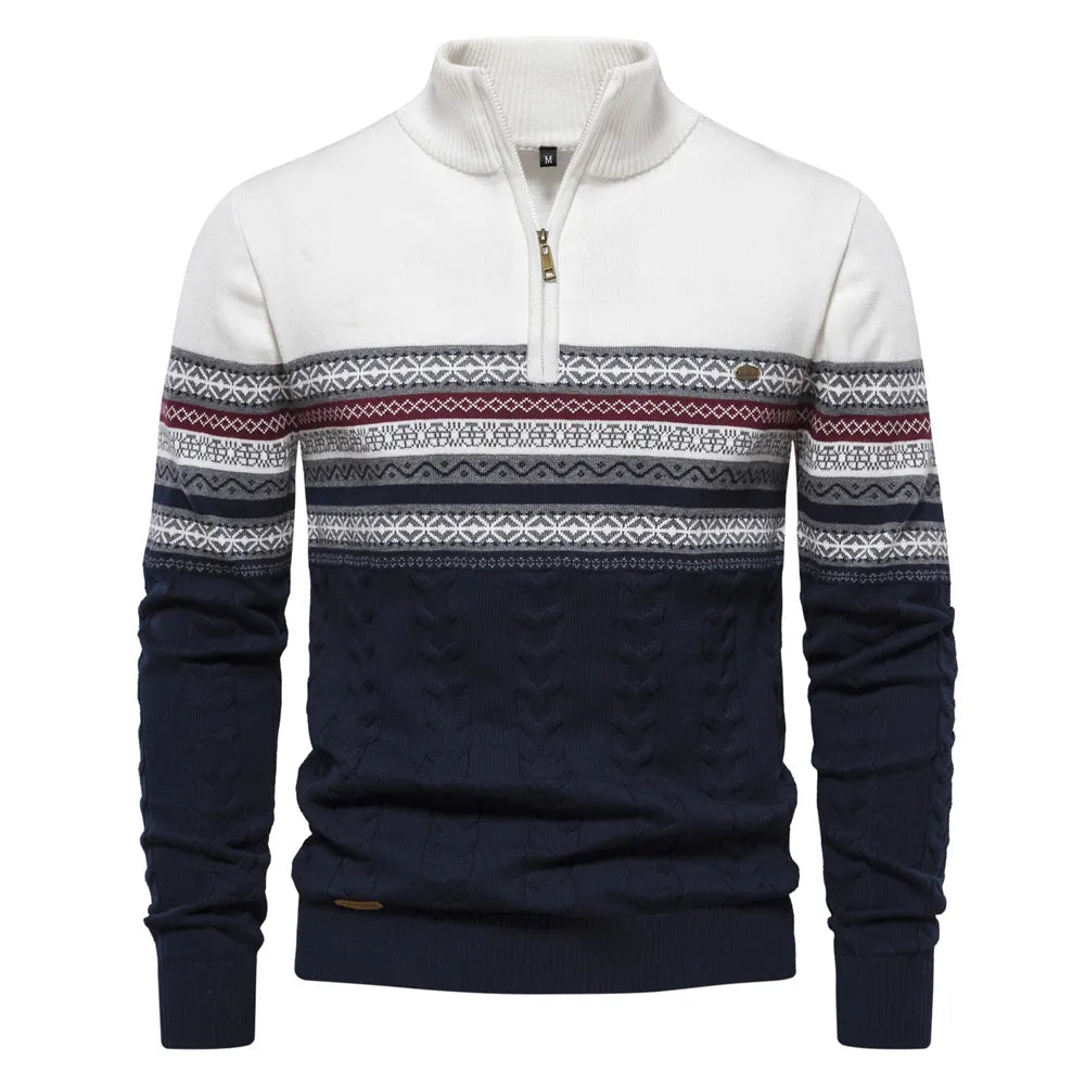 Pull Homme Tricoté Rétro avec Demi-Fermeture à Glissière 0