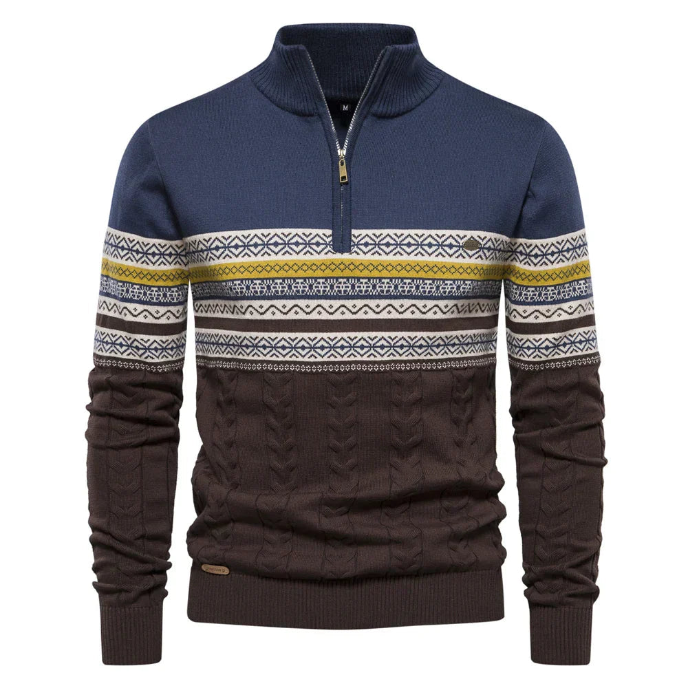 Pull Homme Tricoté Rétro avec Demi-Fermeture à Glissière 7