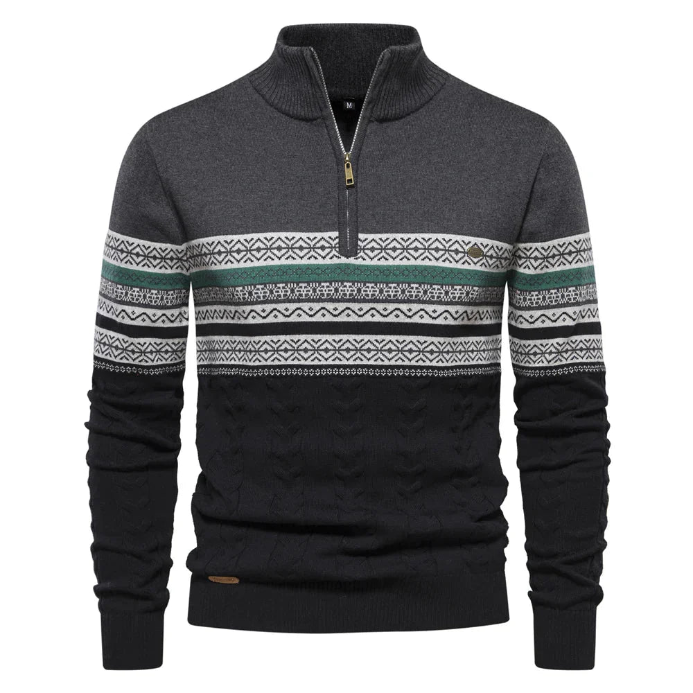 Pull Homme Tricoté Rétro avec Demi-Fermeture à Glissière 8