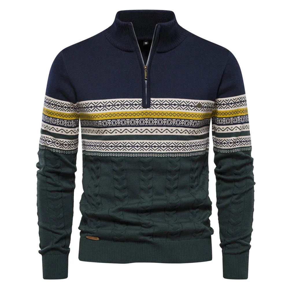 Pull Homme Tricoté Rétro avec Demi-Fermeture à Glissière 9
