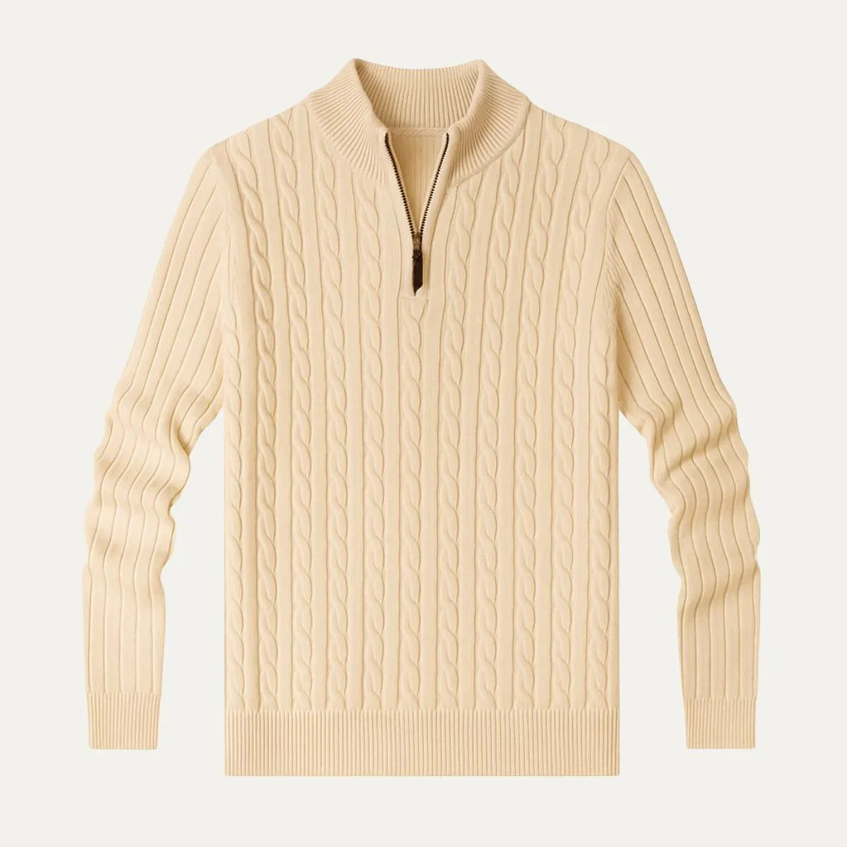 Pull Homme Zippé à Col Montant Torsadé Hiver Décontracté 4