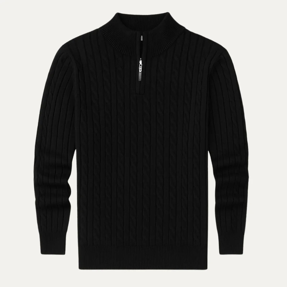 Pull Homme Zippé à Col Montant Torsadé Hiver Décontracté 5