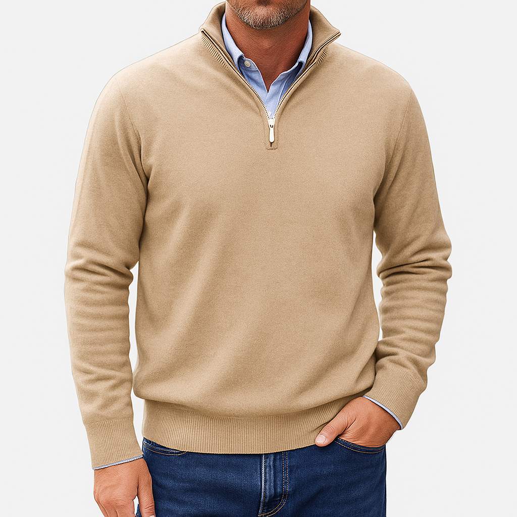 Pull Homme à Col Zip Tricoté 10