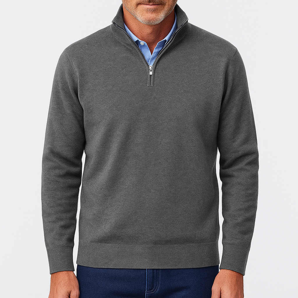Pull Homme à Col Zip Tricoté 1
