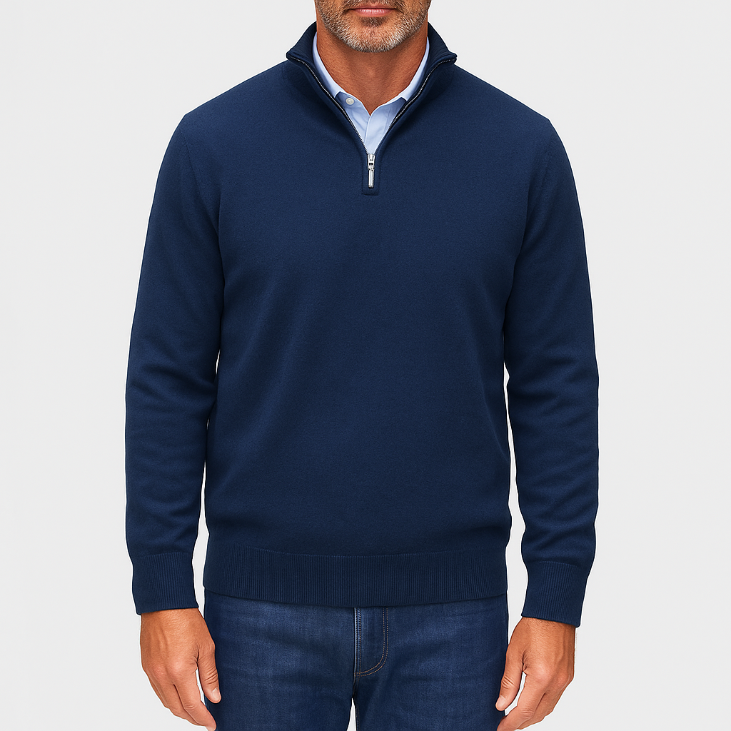 Pull Homme à Col Zip Tricoté 2