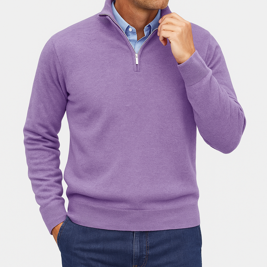 Pull Homme à Col Zip Tricoté 6