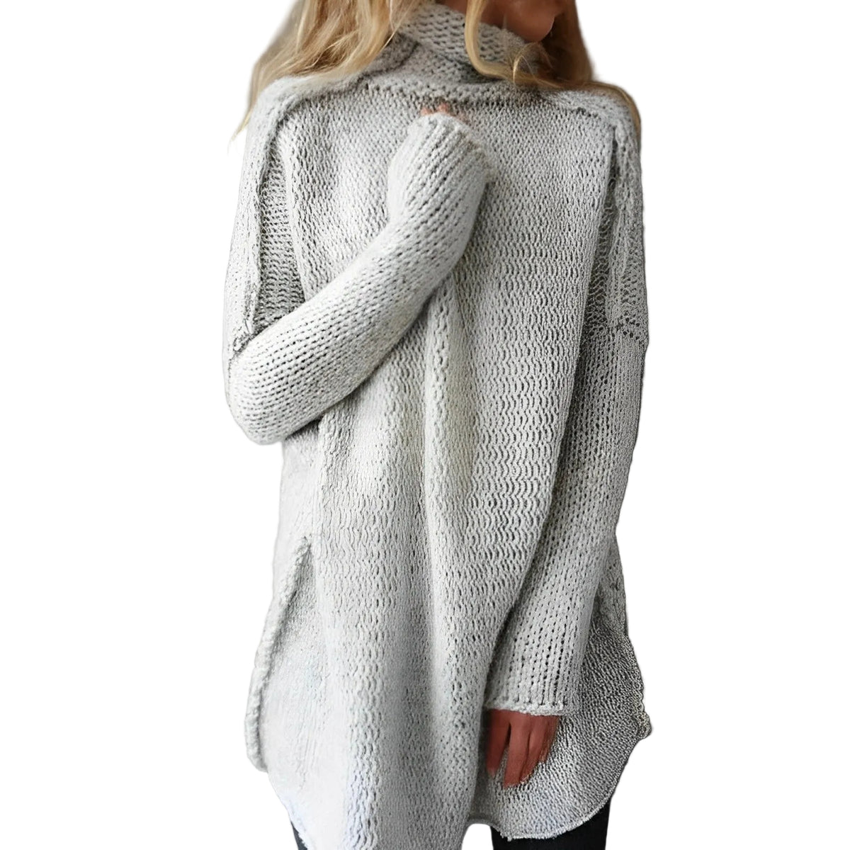 Pull Long Ample à Col Douillet pour Femme 0