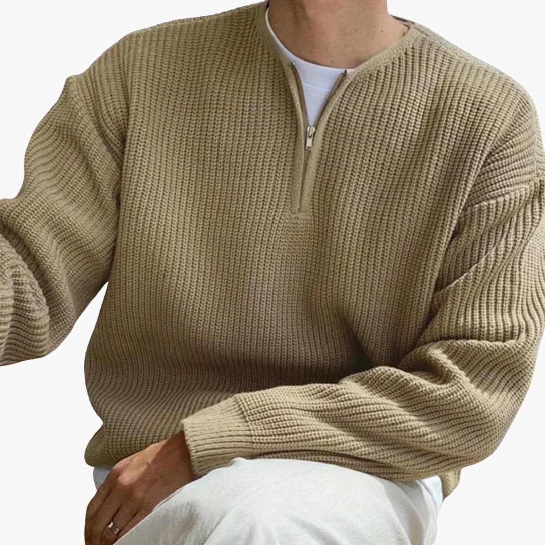 Pull Masculin Tricoté à Demi-Fermeture Éclair 3