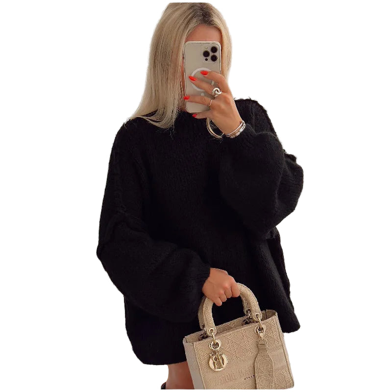 Pull Over Taille Unique en Tricot Oversize pour Femme 0