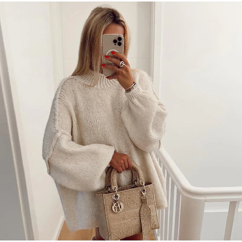 Pull Over Taille Unique en Tricot Oversize pour Femme 4