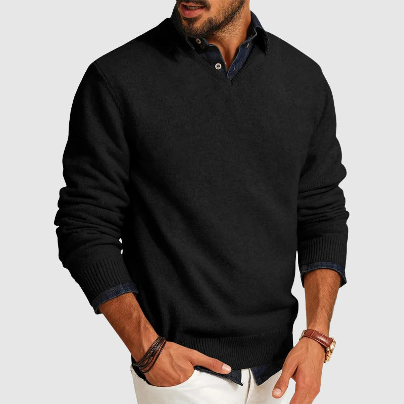 Pull Pour Homme Col En V Moderne Ajusté 1