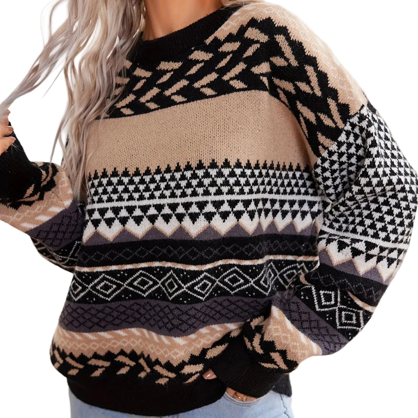 Pull Rétro Contrasté pour Femme 0
