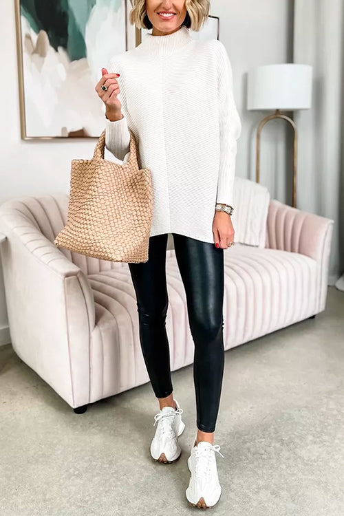 Pull Tunique Col Roulé Femme Chic 0