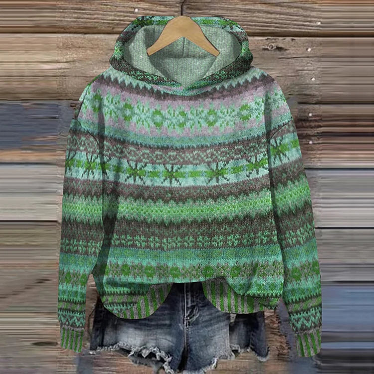 Pull à Capuche Femme Tricoté Multicolore Doux Casual 2