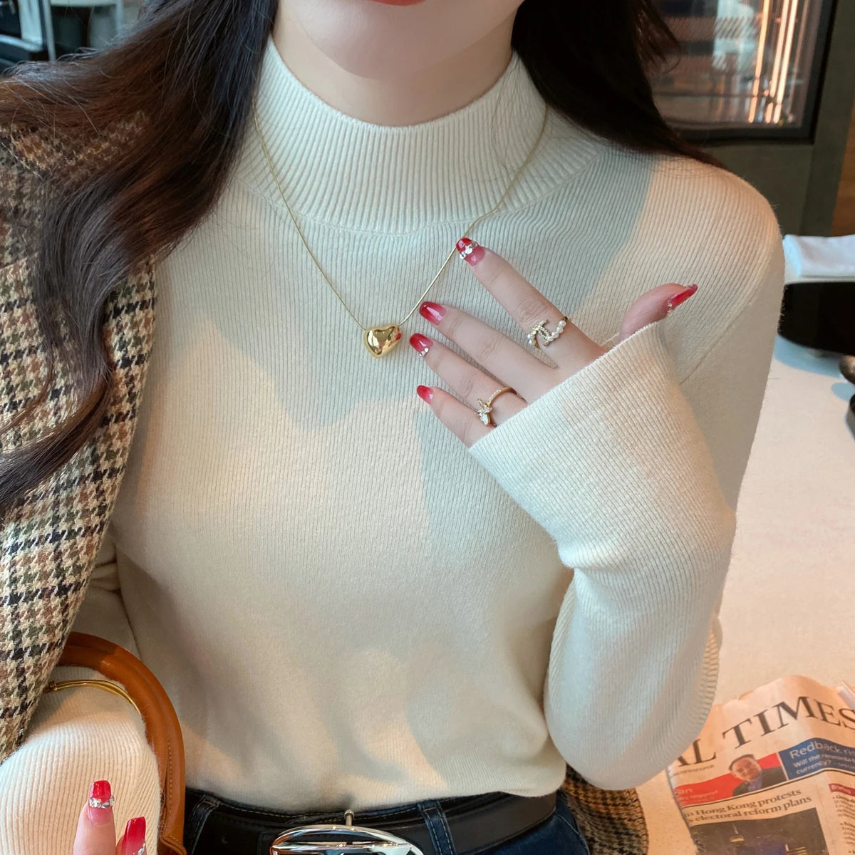 Pull à Col Roulé pour Femmes en Tricot 11