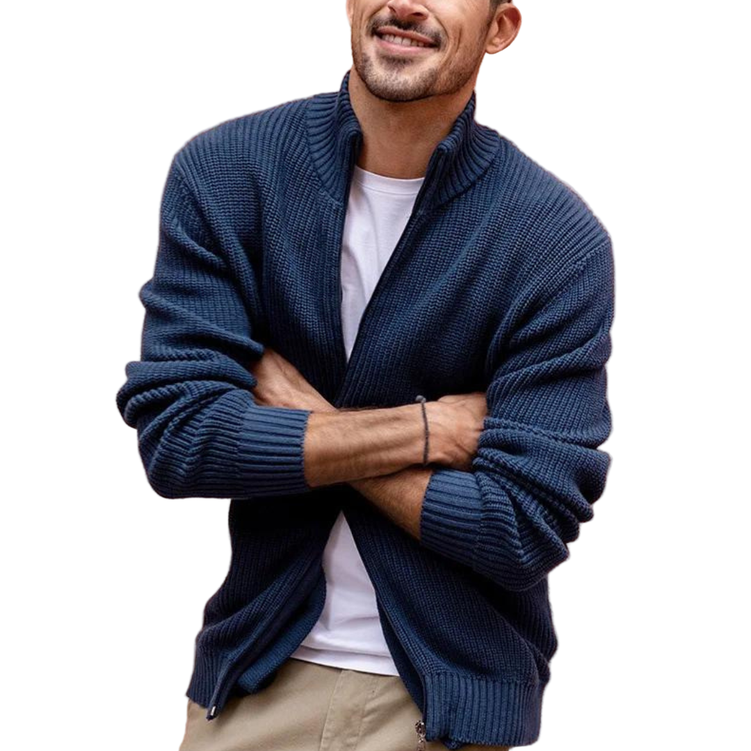 Pull à Zip pour Hommes avec Texture Côtière 0