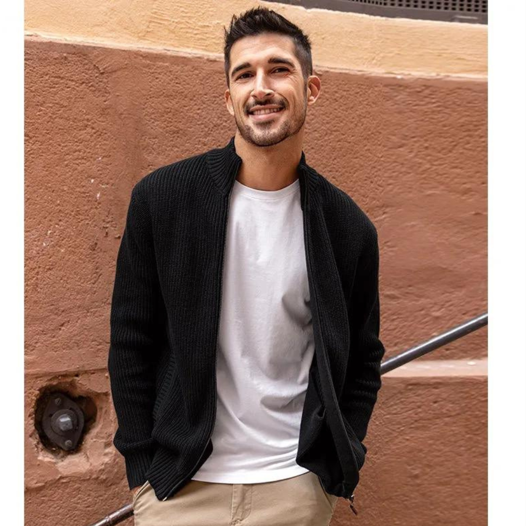 Pull à Zip pour Hommes avec Texture Côtière 2
