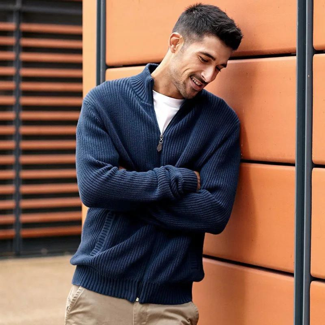 Pull à Zip pour Hommes avec Texture Côtière 3