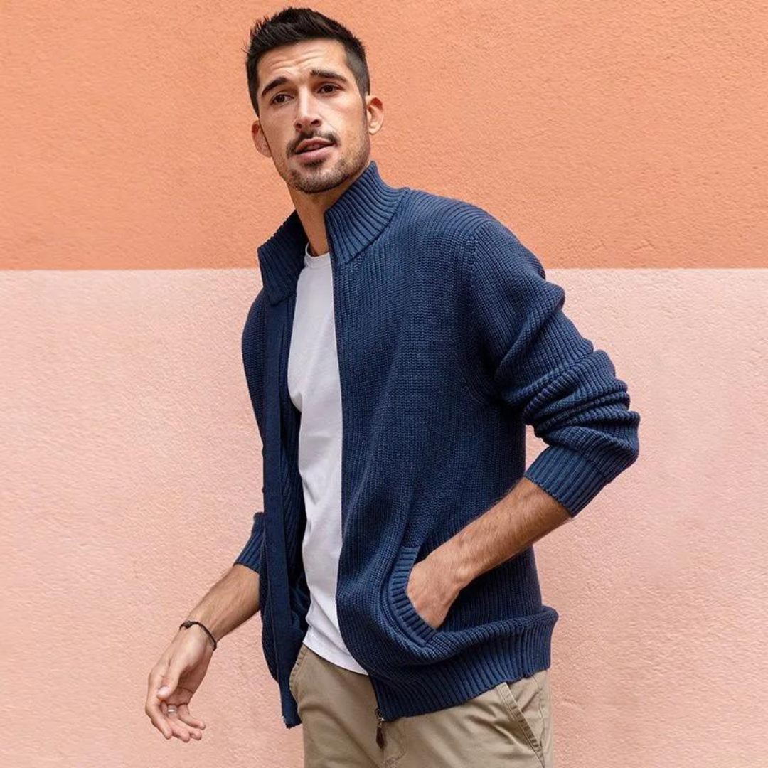 Pull à Zip pour Hommes avec Texture Côtière 8