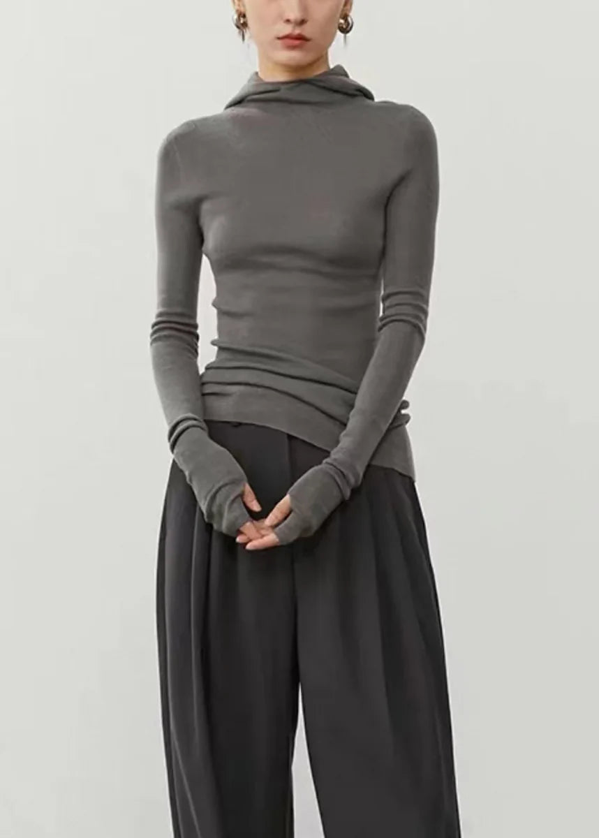 Pull à capuche ajusté pour femme style automnal 2
