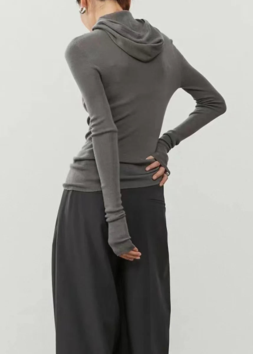 Pull à capuche ajusté pour femme style automnal 4