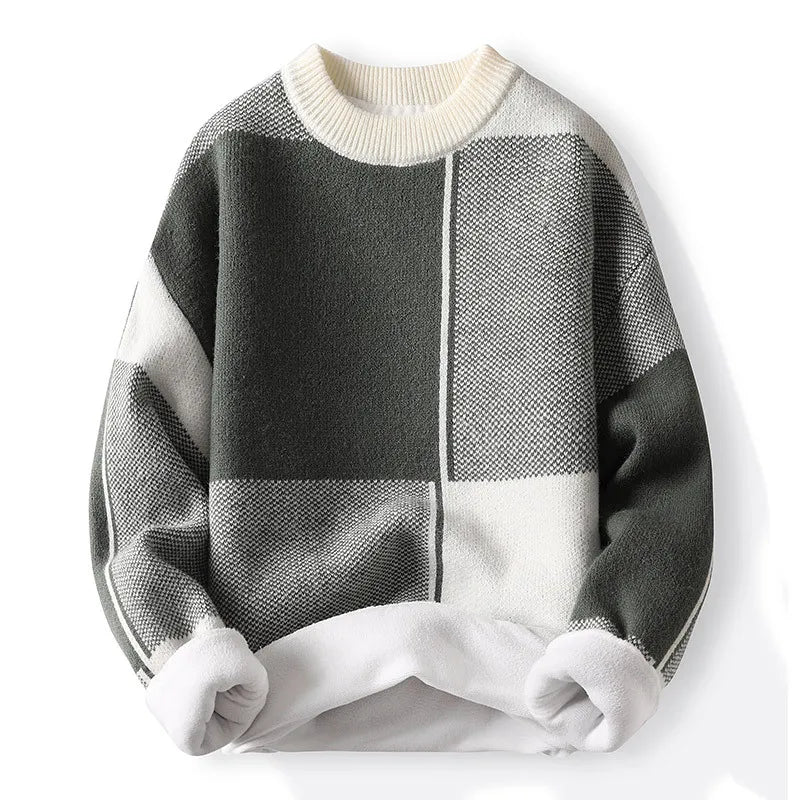 Pull à col rond color block pour hommes 2