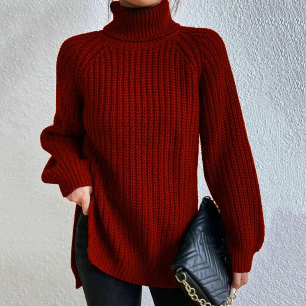 Pull à col roulé en coton pour femme 4