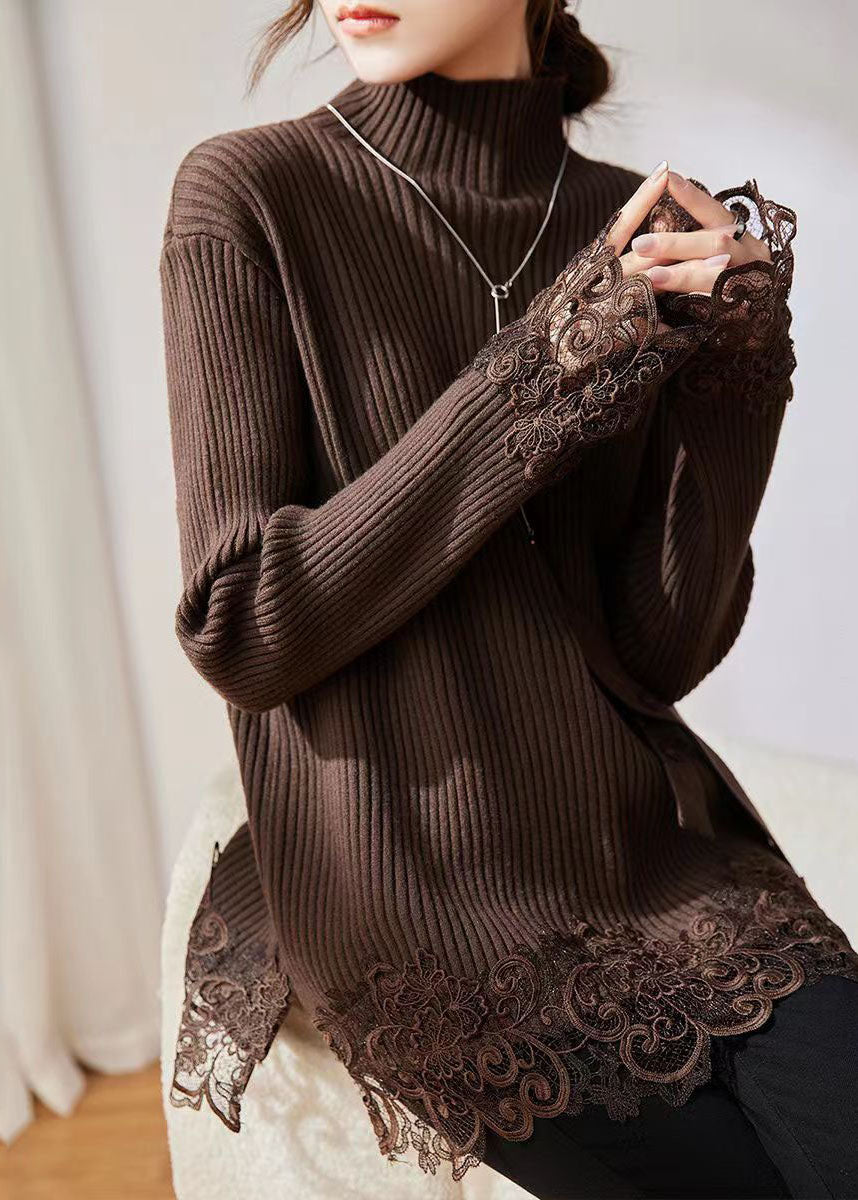 Pull à col roulé pour femme en tricot 0