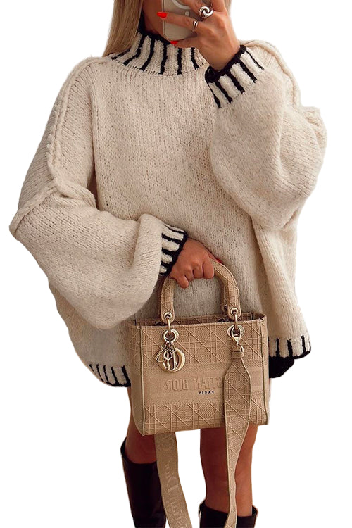 Pull à col roulé pour femmes avec design color block 0