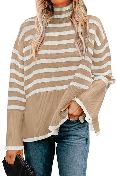 Pull à col roulé rayé pour femmes 3