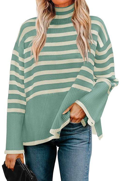 Pull à col roulé rayé pour femmes 4